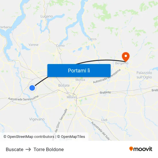 Buscate to Torre Boldone map