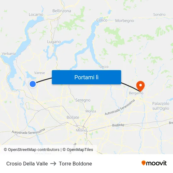 Crosio Della Valle to Torre Boldone map