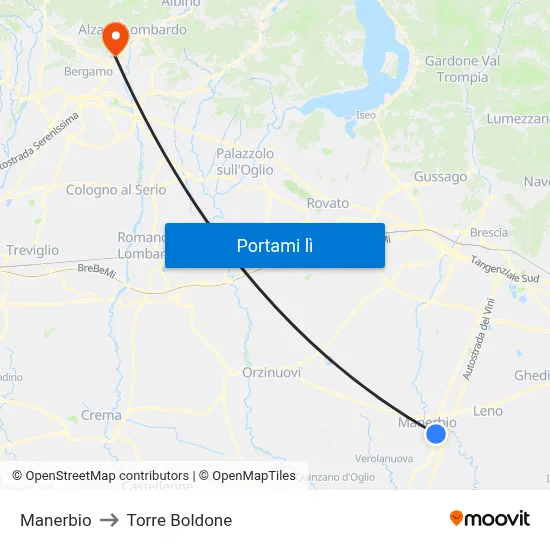 Manerbio to Torre Boldone map