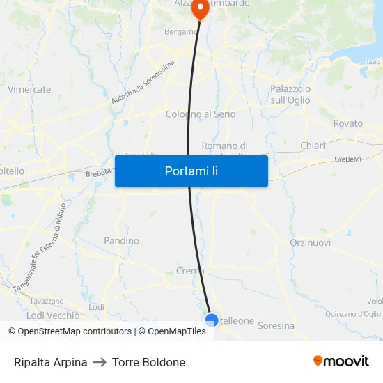 Ripalta Arpina to Torre Boldone map