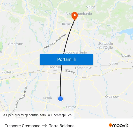 Trescore Cremasco to Torre Boldone map
