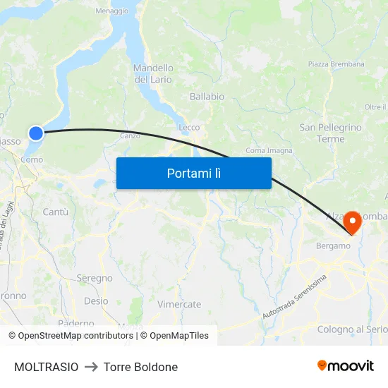 MOLTRASIO to Torre Boldone map