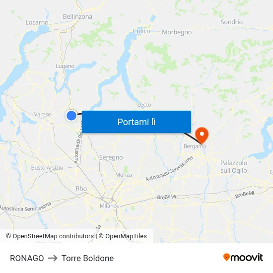 RONAGO to Torre Boldone map