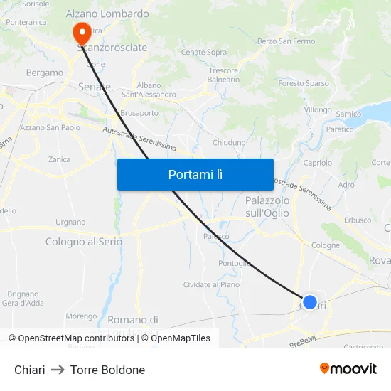 Chiari to Torre Boldone map