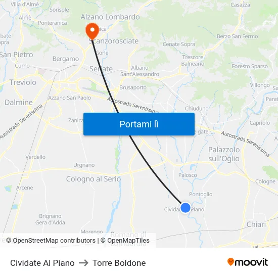 Cividate Al Piano to Torre Boldone map