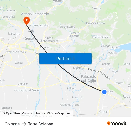 Cologne to Torre Boldone map