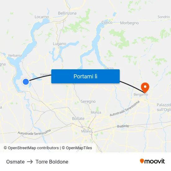 Osmate to Torre Boldone map