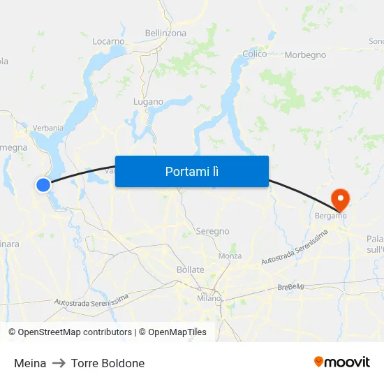 Meina to Torre Boldone map