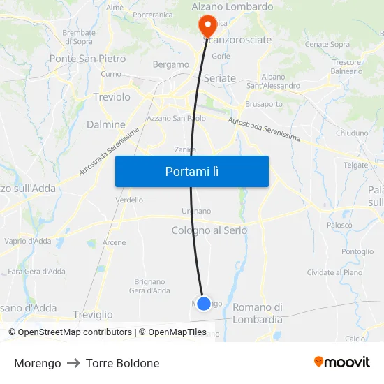 Morengo to Torre Boldone map