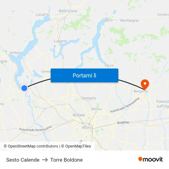 Sesto Calende to Torre Boldone map