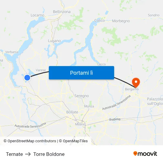 Ternate to Torre Boldone map