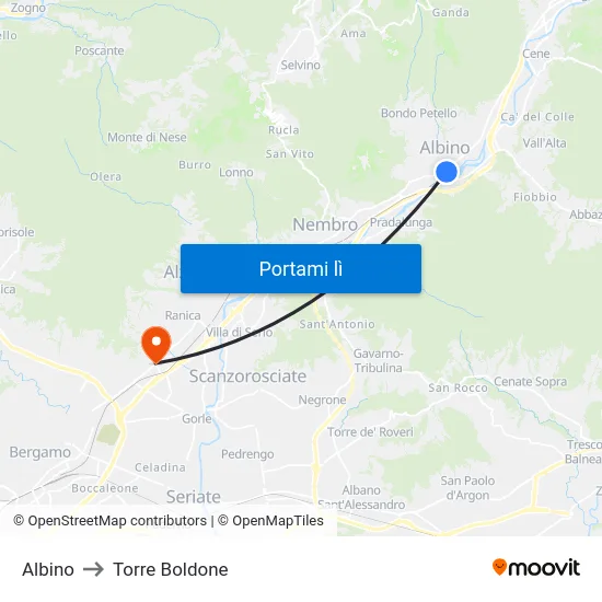 Albino to Torre Boldone map