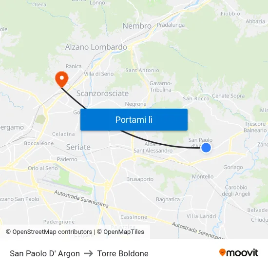 San Paolo D' Argon to Torre Boldone map