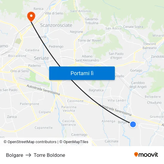 Bolgare to Torre Boldone map