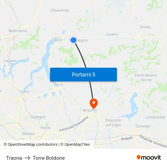 Traona to Torre Boldone map