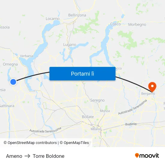 Ameno to Torre Boldone map