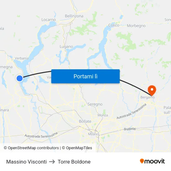 Massino Visconti to Torre Boldone map