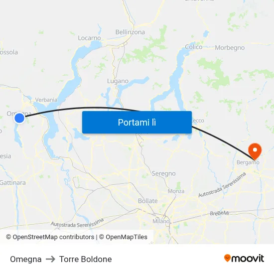 Omegna to Torre Boldone map