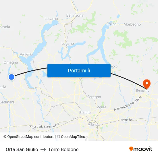 Orta San Giulio to Torre Boldone map