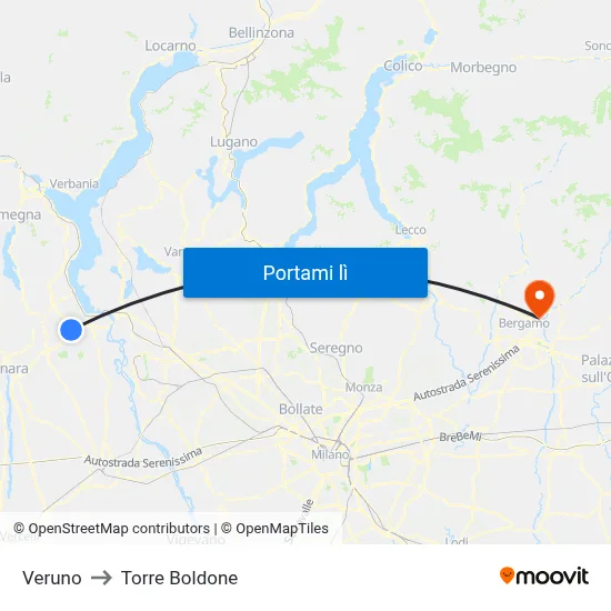 Veruno to Torre Boldone map