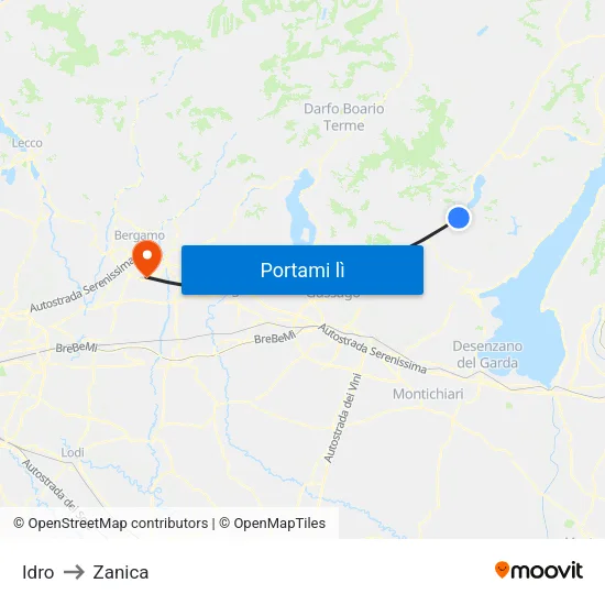Idro to Zanica map