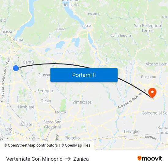 Vertemate Con Minoprio to Zanica map