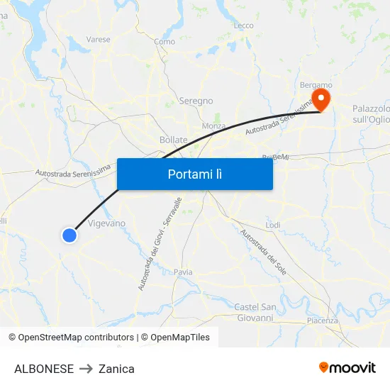 ALBONESE to Zanica map