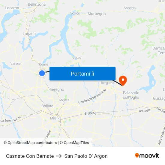 Casnate Con Bernate to San Paolo D' Argon map