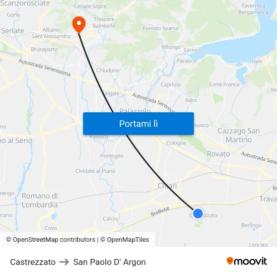 Castrezzato to San Paolo D' Argon map