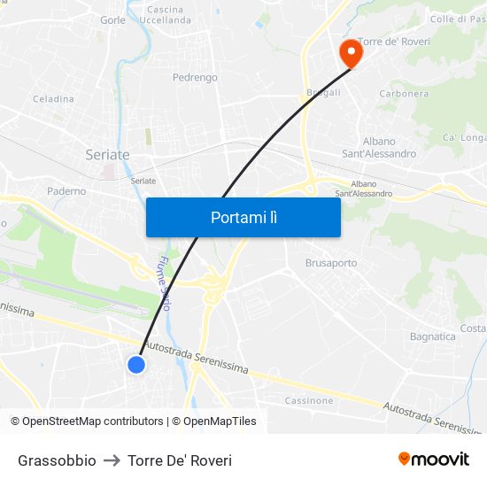 Grassobbio to Torre De' Roveri map