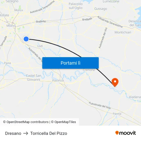 Dresano to Torricella Del Pizzo map