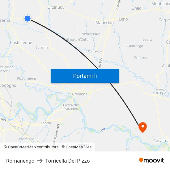 Romanengo to Torricella Del Pizzo map