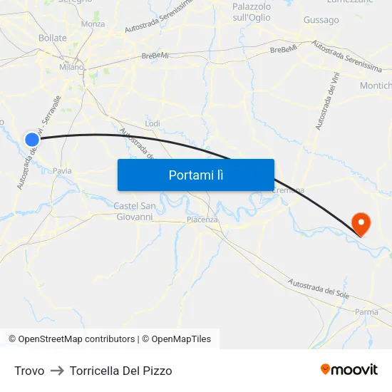 Trovo to Torricella Del Pizzo map