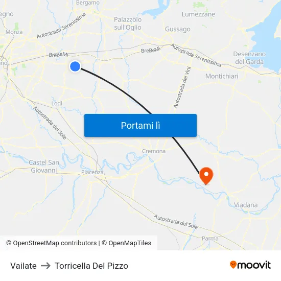 Vailate to Torricella Del Pizzo map