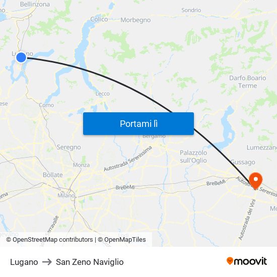 Lugano to San Zeno Naviglio map