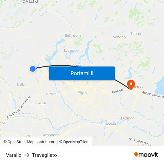 Varallo to Travagliato map
