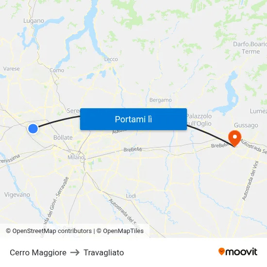Cerro Maggiore to Travagliato map