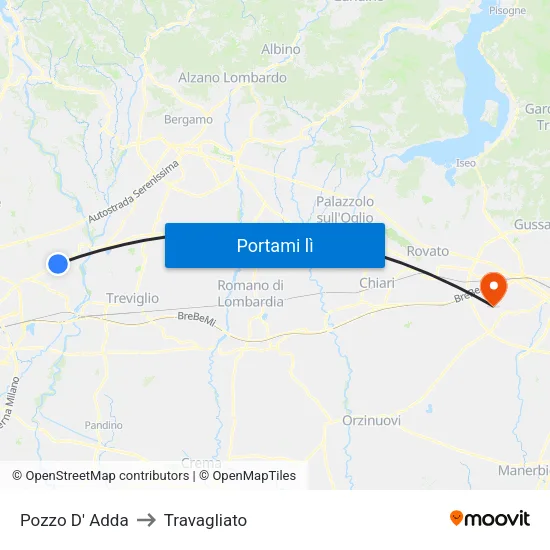 Pozzo D' Adda to Travagliato map
