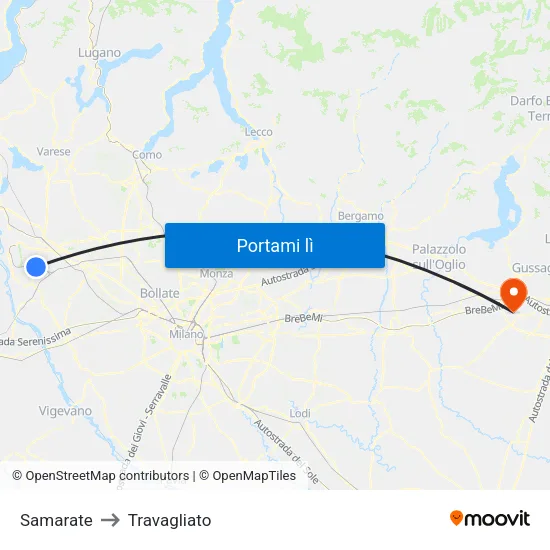 Samarate to Travagliato map