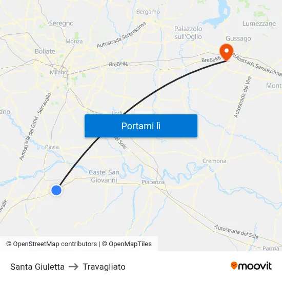 Santa Giuletta to Travagliato map