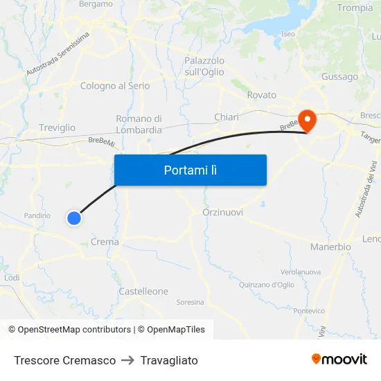Trescore Cremasco to Travagliato map