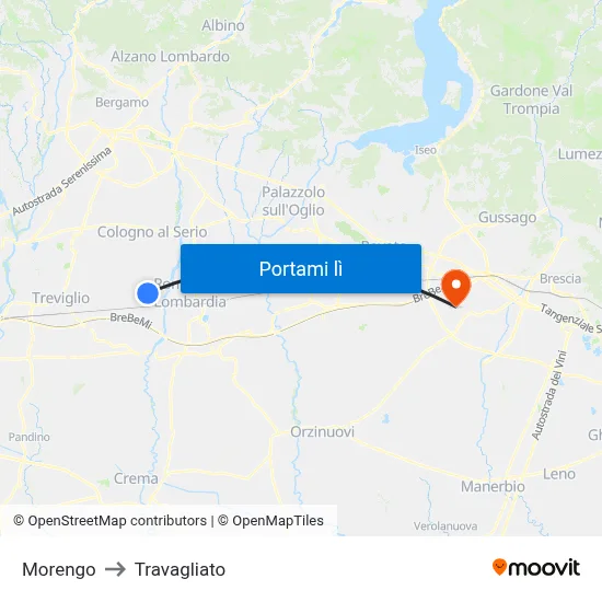 Morengo to Travagliato map