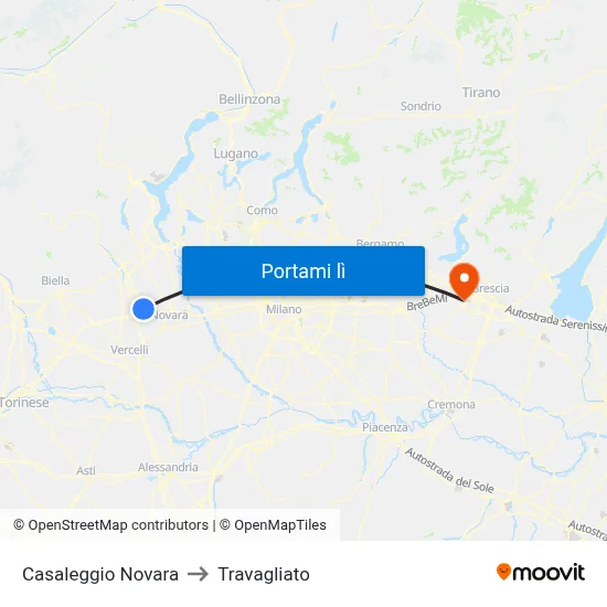 Casaleggio Novara to Travagliato map