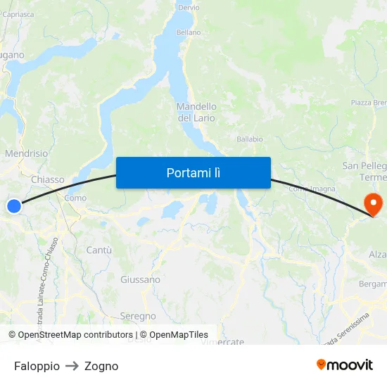 Faloppio to Zogno map