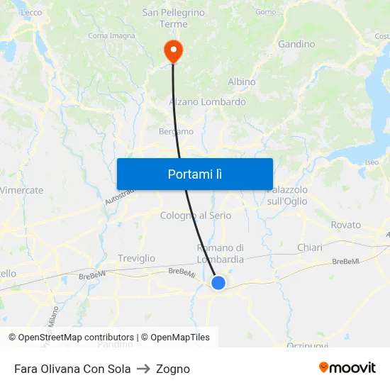 Fara Olivana Con Sola to Zogno map