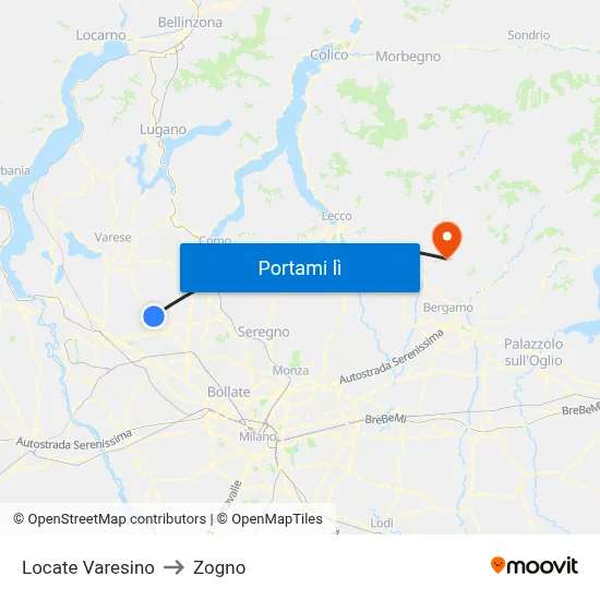 Locate Varesino to Zogno map