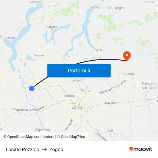 Lonate Pozzolo to Zogno map