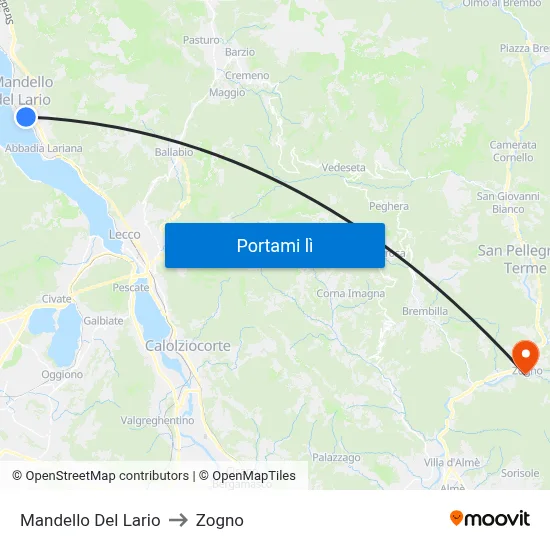 Mandello Del Lario to Zogno map