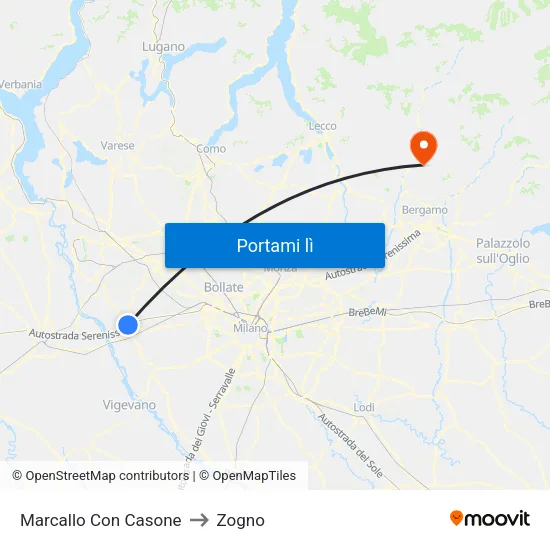 Marcallo Con Casone to Zogno map