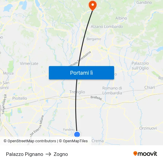 Palazzo Pignano to Zogno map
